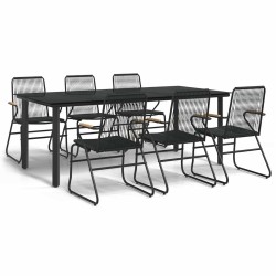 Ensemble à manger de jardin 7 pcs Noir Rotin PVC 568026568026