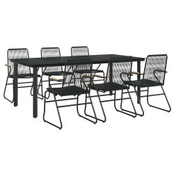 Ensemble à manger de jardin 7 pcs Noir Rotin PVC 568026568026