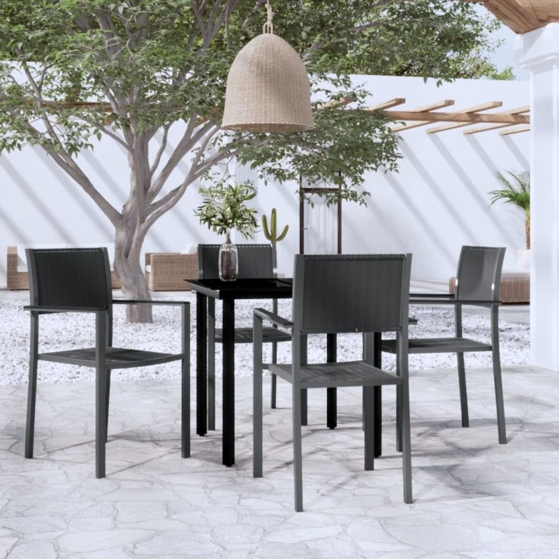 Ensemble à manger de jardin 5 pcs Noir 568027568027