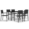 Ensemble à manger de jardin 7 pcs Noir 568028568028