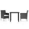 Ensemble à manger de jardin avec coussins 3 pcs noir 568029568029