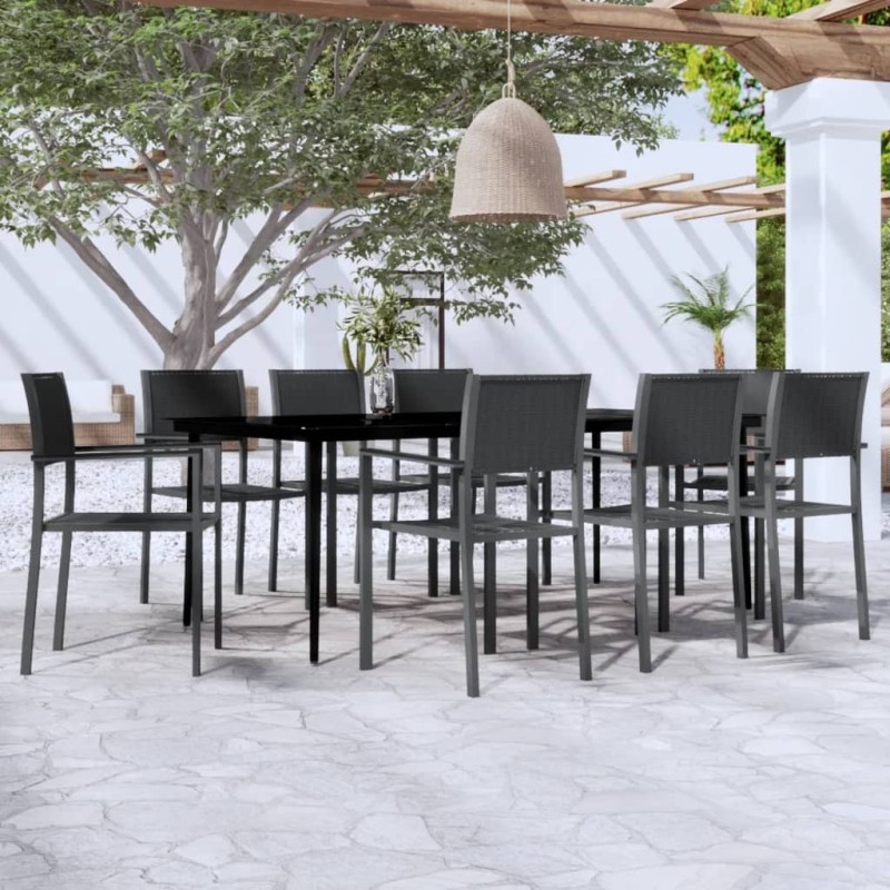 Ensemble à manger de jardin 9 pcs Noir 568030568030