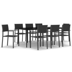 Ensemble à manger de jardin 9 pcs Noir 568030568030
