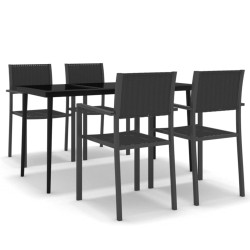 Ensemble à manger de jardin 5 pcs Noir 568031568031