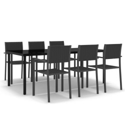 Ensemble à manger de jardin 7 pcs Noir 568034568034