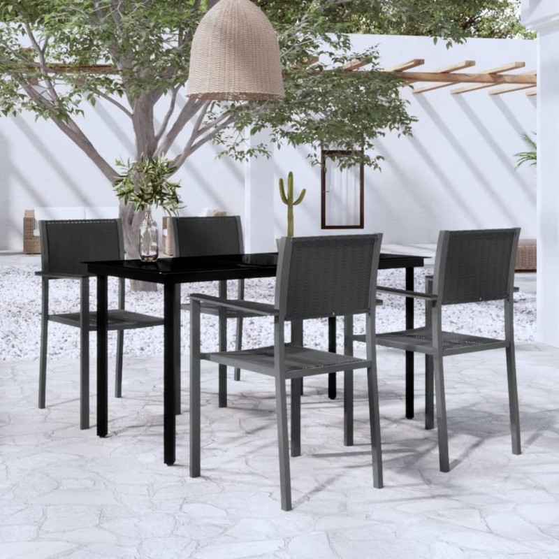 Ensemble à manger de jardin 5 pcs Noir 568035568035