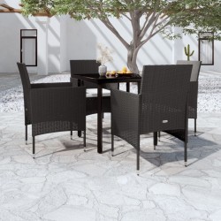 Ensemble à manger de jardin avec coussins 5 pcs Noir 568036568036
