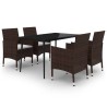 Ensemble à manger de jardin coussins 5 pcs Résine tressée Verre 568040568040