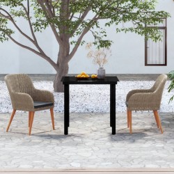 Ensemble à manger de jardin avec coussins 3 pcs marron 568041568041