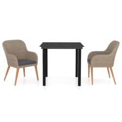 Ensemble à manger de jardin avec coussins 3 pcs marron 568041568041
