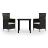 Ensemble à manger de jardin avec coussins 3 pcs noir 568044568044