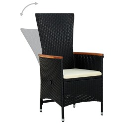 Ensemble à manger de jardin avec coussins 3 pcs noir 568044568044