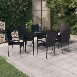 Ensemble à manger de jardin 7 pcs Noir 568045568045