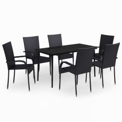 Ensemble à manger de jardin 7 pcs Noir 568045568045