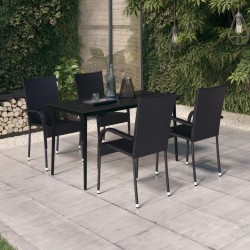 Ensemble à manger de jardin 5 pcs Noir 568046568046