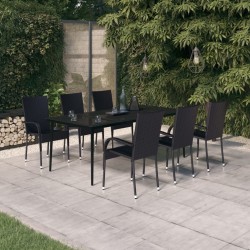 Ensemble à manger de jardin 7 pcs Noir 568048568048