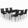 Ensemble à manger de jardin 7 pcs Noir 568048568048
