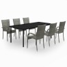 Ensemble à manger de jardin 7 pcs Gris et noir 568049568049