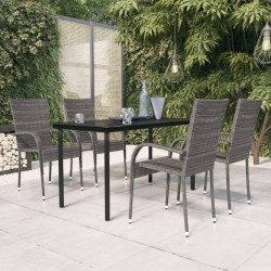 Ensemble à manger de jardin 5 pcs Gris et noir 568050568050