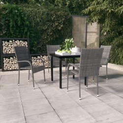 Ensemble à manger de jardin 5 pcs Gris et noir 568051568051