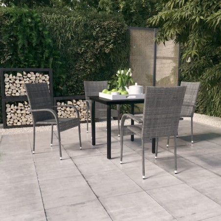 Ensemble à manger de jardin 5 pcs Gris et noir 568051568051