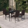 Ensemble à manger de jardin 5 pcs Marron et noir 568055568055