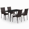 Ensemble à manger de jardin 5 pcs Marron et noir 568055568055