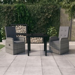 Ensemble à manger de jardin avec coussins 3 pcs Gris 568059568059