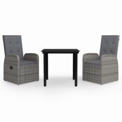 Ensemble à manger de jardin avec coussins 3 pcs Gris 568059568059