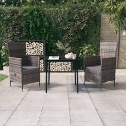 Ensemble à manger de jardin avec coussins 3 pcs Gris 568060568060