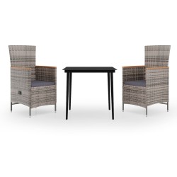 Ensemble à manger de jardin avec coussins 3 pcs Gris 568060568060