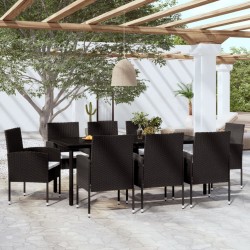 Ensemble à manger de jardin 9 pcs Noir 568068568068