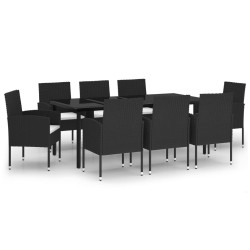 Ensemble à manger de jardin 9 pcs Noir 568068568068