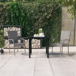 Ensemble à manger de jardin 3 pcs Gris et noir 568070568070