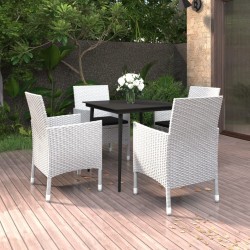 Ensemble à manger de jardin coussins 5 pcs Résine tressée Verre 568072568072