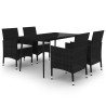 Ensemble à manger de jardin coussins 5 pcs Résine tressée Verre 568073568073