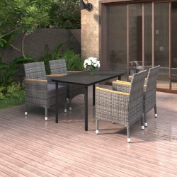 Ensemble à manger de jardin coussins 5 pcs Résine tressée Verre 568074568074