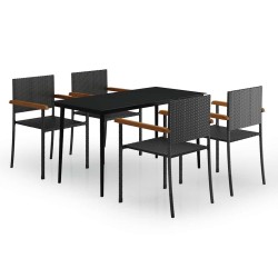 Ensemble à manger de jardin 5 pcs Noir 568077568077