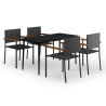 Ensemble à manger de jardin 5 pcs Noir 568077568077