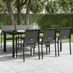 Table à dîner de jardin Noir 200x100x74 cm Acier et verre 568078568078