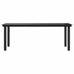 Table à dîner de jardin Noir 200x100x74 cm Acier et verre 568078568078