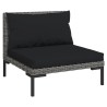 Salon de jardin 4 pcs avec coussins Résine tressée Gris foncé 568080568080