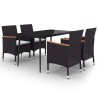 Ensemble à manger de jardin coussins 5 pcs Résine tressée Verre 568082568082