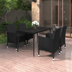 Ensemble à manger de jardin coussins 5 pcs Résine tressée Verre 568083568083