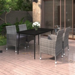 Ensemble à manger de jardin coussins 5 pcs Résine tressée Verre 568084568084