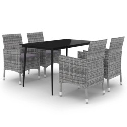 Ensemble à manger de jardin coussins 5 pcs Résine tressée Verre 568084568084