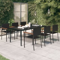 Ensemble à manger de jardin 7 pcs Noir 568086568086