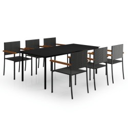 Ensemble à manger de jardin 7 pcs Noir 568086568086