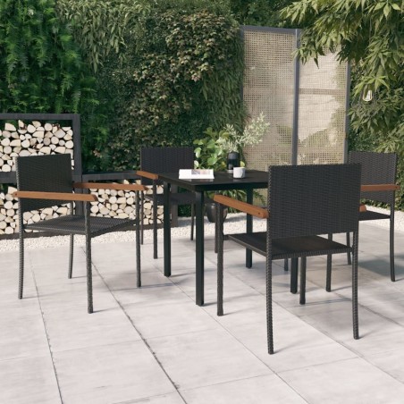 Ensemble à manger de jardin 5 pcs Noir 568088568088