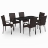Ensemble à manger de jardin 7 pcs Marron et noir 568091568091